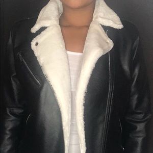 Leatherette Jacket with Faux Fur